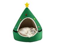 Cuccia natalizia per cani e gatti, semi-chiusa e calda | Cuccia semi-chiusa per animali domestici per un sonno profondo, calore invernale ideale per gatti e cani