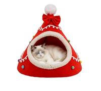 Cuccia natalizia per cani e gatti, semi-chiusa e calda | Cuccia semi-chiusa per animali domestici per un sonno profondo, calore invernale ideale per gatti e cani