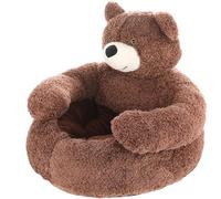 Cuccia per Cani a Forma di Orso, Morbido Letto Lavabile per Piccoli Cani e Gatti, Cuscino Peluche con Base Antiscivolo, Lettino Accogliente con Braccia(Coffee,L(21.6in/55cm))