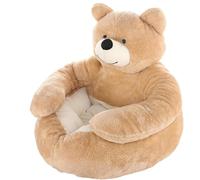 Cuccia per Cani a Forma di Orso, Morbido Letto Lavabile per Piccoli Cani e Gatti, Cuscino Peluche con Base Antiscivolo, Lettino Accogliente con Braccia(Khaki,L(21.6in/55cm))