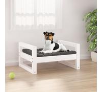 Cuccia per Cani Bianca 55,5x45,5x28cm in Legno Massello di Pino