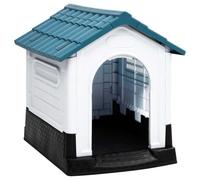 Cuccia per cani blu in polipropilene, 57 x 68 x 66 cm, resistente alle intemperie, con maggiore isolamento del pavimento e tetto resistente ai raggi UV, ideale come cuccia per cani, cuccia per