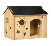 Cuccia per Cani da Interno 69x50x58,5cm Casetta Intagliata in MDF Quercia e Nero