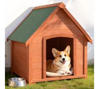 Cuccia per Cani in Legno da Esterno Casa Tetto Apribile per Animali 71x62.5x85cm