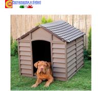 Cuccia per Cani PVC 86X84X82 Cm Beige Marrone PER Esterno Taglia Medio Grande