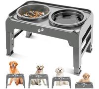 Cuccia per cani rialzata 2 in 1 con ciotole Slow Feeder e ciotola per cani senza versamenti, 4 impostazioni di altezza, antiscivolo e anti-polvere