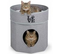 Cuccia per Gatti 35x33x33cm Letto per Animali Domestici Rifugio Grigio con Foder