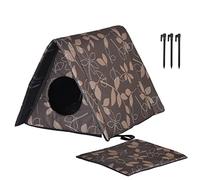 Cuccia per gatti da esterno, pieghevole e impermeabile, cuccia triangolare per gatti Oxford con tappetino morbido rimovibile, facile da montare, taglia piccola, media e grande