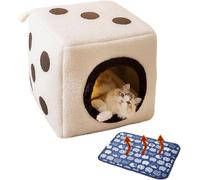 Cuccia per Gatti Riscaldata Elettrica Dice Modelling, Due Modi per Utilizzare Il Nido per Animali Thermo con Termoforo Rimovibile, Nascondiglio Morbido per Gattini, Uso per Tutte Le Sta, Large