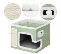 Cuccia per Gatti Tiragraffi Casetta Animale 42x42x33 cm Cuscino Base Antiscivolo