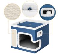 Cuccia per Gatti Tiragraffi Casetta Animale 42x42x33 cm Cuscino Base Antiscivolo