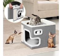 Cuccia per Gatti Tiragraffi Casetta Animale 42x42x33 cm Cuscino Base Antiscivolo