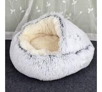 Cuccia Sacco A Pelo Semi Chiuso Pelliccia Sintetica Morbido Per Gatti Cani Grigi