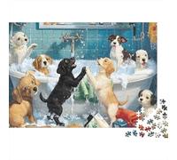 Cuccioli Bagno Puzzle 1000 Pezzi Carta per Adulti Cani Giocherelloni Set Puzzle 1000 Pezzi Relax Decorazione Regalo 52x38cm/1000pcs