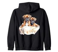 Cuccioli Boxer sul Letto Felpa con Cappuccio