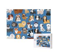 Cuccioli carini di cani,Puzzle in legno da 300 pezzi per famiglie, per adulti e adolescenti, decorazioni per la casa