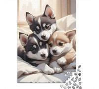 Cuccioli carini Puzzle per Adulti Puzzle 1000 Pezzi Atmosfera casalinga accogliente Gioco di Puzzle 1000 Pezzi Carta Relax Focus Famiglia Regalo Decorazione 38x26cm/1000pcs