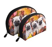 Cuccioli Carlino, Borsa per trucco a conchiglia Portamonete da donna Borsa da toilette piccola Borsa per cosmetici 2 pezzi