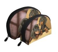 Cuccioli di bassotto Animali domestici Cani Piccolo bassotto, Borsa per trucco a conchiglia Portamonete da donna Borsa da toilette piccola Borsa per cosmetici 2 pezzi