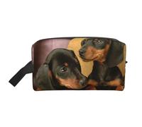 Cuccioli di bassotto, animali domestici, cani, piccolo bassotto, organizer per cosmetici di grande capacità, borsa da viaggio per il trucco da donna