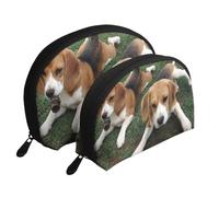 Cuccioli di Beagle, Borsa per trucco a conchiglia Portamonete da donna Borsa da toilette piccola Borsa per cosmetici 2 pezzi