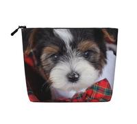 Cuccioli di Biewer Terrier, Borsa per cosmetici in lino sintetico Borsa per trucco Borsa da viaggio portatile