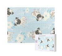 Cuccioli di cane carini dei cartoni animati,Puzzle in legno da 500 pezzi, gioco di famiglia, puzzle per adulti e adolescenti, decorazioni per la casa