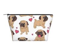 Cuccioli di carlini divertenti cartoni animati, Borsa da toilette Borsa per trucco Borsa per cosmetici Borsa da toilette da viaggio portatile