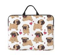 Cuccioli di carlino divertenti dei cartoni animati, Custodia per laptop da 14 pollici, borsa per notebook, custodia per laptop, valigetta con maniglia