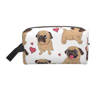 Cuccioli di carlino divertenti, organizer per cosmetici di grande capacità, borsa da viaggio per il trucco da donna