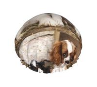 Cuccioli di Cavalier King Charles Spaniel di piccola taglia,Cuffia da doccia, cuffia da notte, doppio strato, impermeabile, elastica, riutilizzabile.