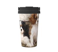 Cuccioli di Cavalier King Charles Spaniel di piccola taglia,Tazza da caffè da 500 ml, bottiglia d'acqua in acciaio inossidabile isolata, tazza da caffè portatile