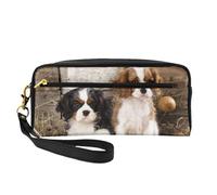 Cuccioli di Cavalier King Charles Spaniel piccoli, Borsa per il trucco Borsa per cosmetici Borsa da viaggio portatile da toilette Astuccio in pelle per donne e ragazze