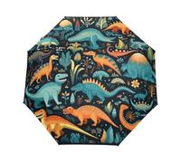 Cuccioli Di Dinosauro Della Giungla Dei Cartoni Animati Ombrello Pieghevole Automatico Ombrelli Antivento Protezione UV da Viaggio per Bambini Ragazzi Ragazze