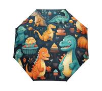 Cuccioli Di Dinosauro Divertenti Dei Cartoni Animati Ombrello Pieghevole Automatico Ombrelli Antivento Protezione UV da Viaggio per Bambini Ragazzi Ragazze