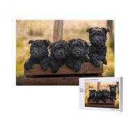 Cuccioli di famiglia Affenpinscher Cani neri Scimmia,Puzzle in legno da 1000 pezzi per famiglie, puzzle per adulti e adolescenti