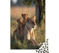 Cuccioli di leone adorabili che giocano e si divertono sul dorso della loro leonessa Jigsaw Puzzle 70x50cm/1000pcs Adulti Puzzle Gioco EduGattoivo Decorazioni Per La Casa