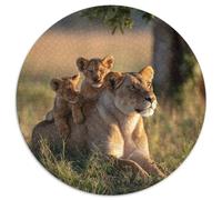 Cuccioli di leone che giocano e si divertono sul dorso della loro leonessa 1000pcs (67.5x67.5cm) Puzzle Adatto Per Adulti E Folla Dai 14 Anni in Su