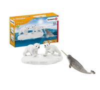 CUCCIOLI DI ORSO CON NARVALO e iceberg WILD LIFE miniature in resina SCHLEICH 42
