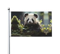 Cuccioli di panda nella foresta Stampe Bandiera su entrambi i lati 3 x 5FT leggera e resistente al colore con asole Ideale per feste all'aperto e giardini.