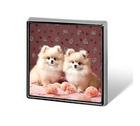 Cuccioli di Pomerania e Punto Stampato Quadrato Distintivo Bottone in Metallo Bottone Decorativo Spilla Spille da Risvolto Borsa Cappello Accessori per Donne Uomini Alluminio