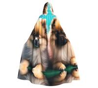 Cuccioli di Pomerania e stampe a punti Poncho con cappuccio per Halloween Adulti Mantello Decorazione per feste Feste Costume Facile da pulire Resistente