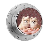 Cuccioli di Pomerania e timer magnetico manuale per cucinare, simpatici timer per uova, orologio con conto alla rovescia rumoroso, timer con conto alla rovescia meccanico per aula, palestra, cucina, e