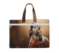 Cuccioli di Setter Inglese Autunno Animali Domestici Cani Inglese,Borsa portadocumenti in tela con cerniera, borsa a mano, valigetta per scuola e ufficio