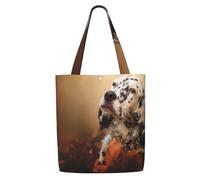 Cuccioli di Setter Inglese Autunno Animali Domestici Cani Inglese,Borse della spesa riutilizzabili, borse per la spesa, borsa a tracolla in tela di grande capacità