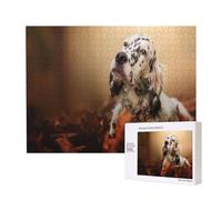 Cuccioli di Setter Inglese Autunno Animali Domestici Cani Inglese,Puzzle in legno da 500 pezzi, gioco di famiglia, puzzle per adulti e adolescenti, decorazioni per la casa