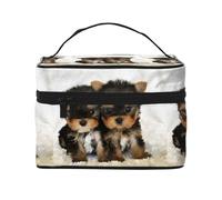 Cuccioli di Yorkshire Terrier Cani carini Gemelli Yorkie, Borsa per il trucco Borsa per cosmetici Borsa da viaggio portatile da viaggio Astuccio per matite