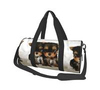 Cuccioli di Yorkshire Terrier Cani carini Gemelli Yorkie, Borsone da viaggio di grande capacità Borsa rotonda Borsa da viaggio sportiva Borsa da viaggio Borsa da fitness
