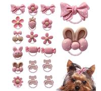 Cuccioli per cuccioli per cani di piccola taglia ragazza, 20 pezzi per cani fiocchi con elastici, cucciolo in stile mix di cartoni animati per cagnolini per accessori per capelli da ragazza
