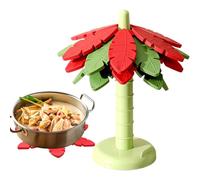 Cuccioli per piatti caldi - Armadio a forma di albero | 5 pezzi in montagna pieghevoli | Sottobicchieri in silicone antiscivolo | Tappetino resistente al calore per mangiare utensili da cucina D